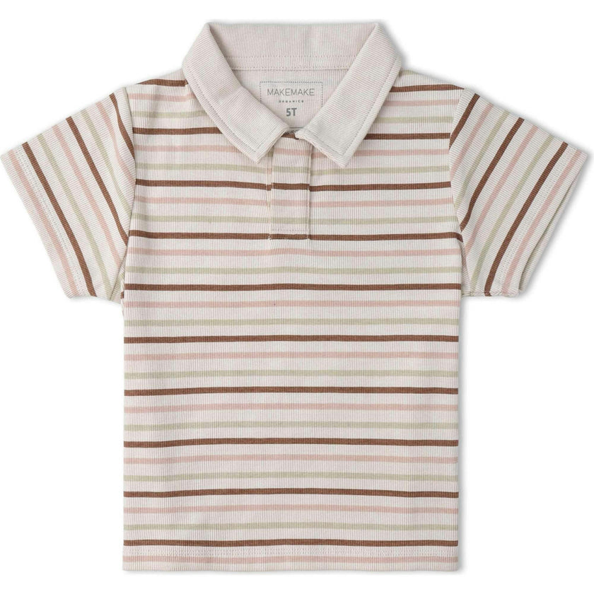 Organic Collar Tee & Shorts Set - Terra Stripes