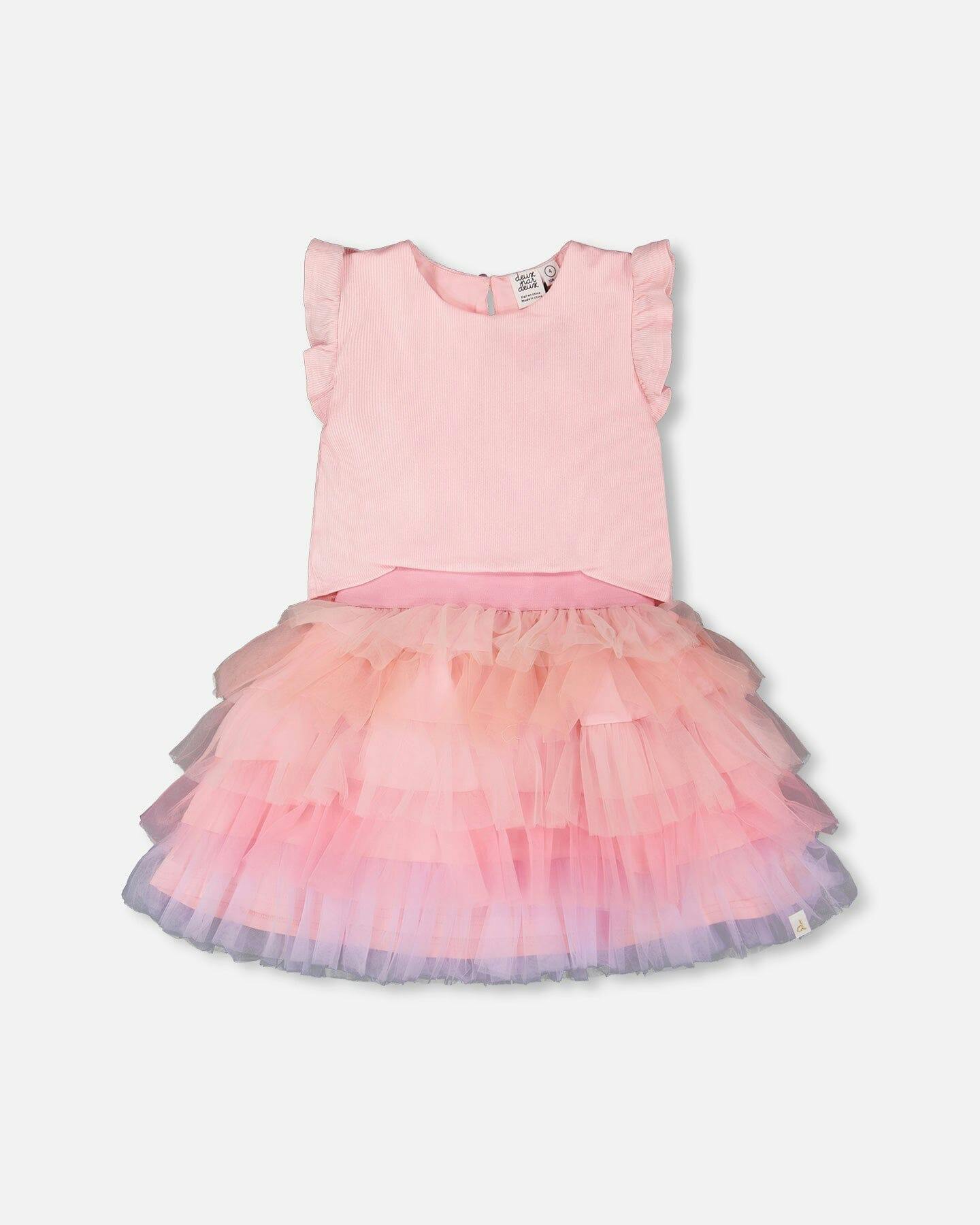Bi-Material Dress Pale Pink