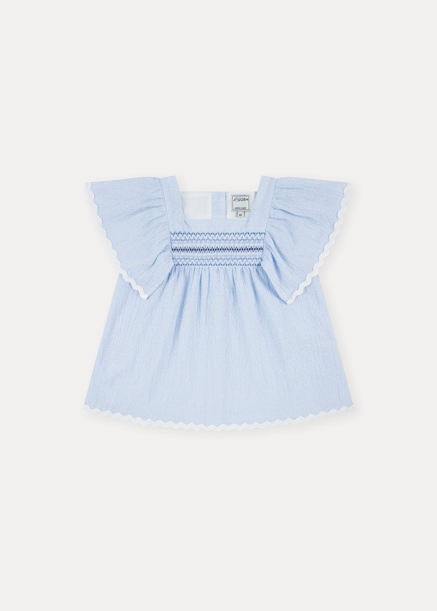 Seersucker Smocked Girl Blouse
