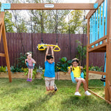 Teamson Kids Laguna Wooden Swing Set with Slide & Rock Wall