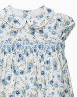 Baby Arabella Rose Floral Smocked Dress in Blue