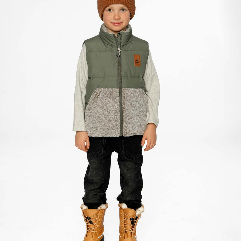 Sleeveless Mid-Season Vest Olive Green
