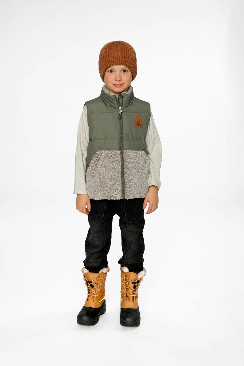 Sleeveless Mid-Season Vest Olive Green