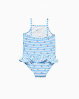 Baby Cherry Stripe Duck Swimsuit in Blue