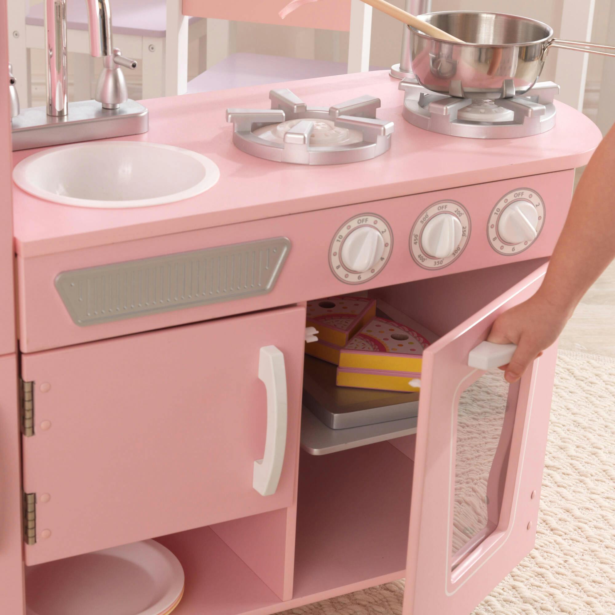 Vintage Wooden Play Kitchen with Working Knobs