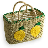 Lemon Embroidered Straw Beach Bag