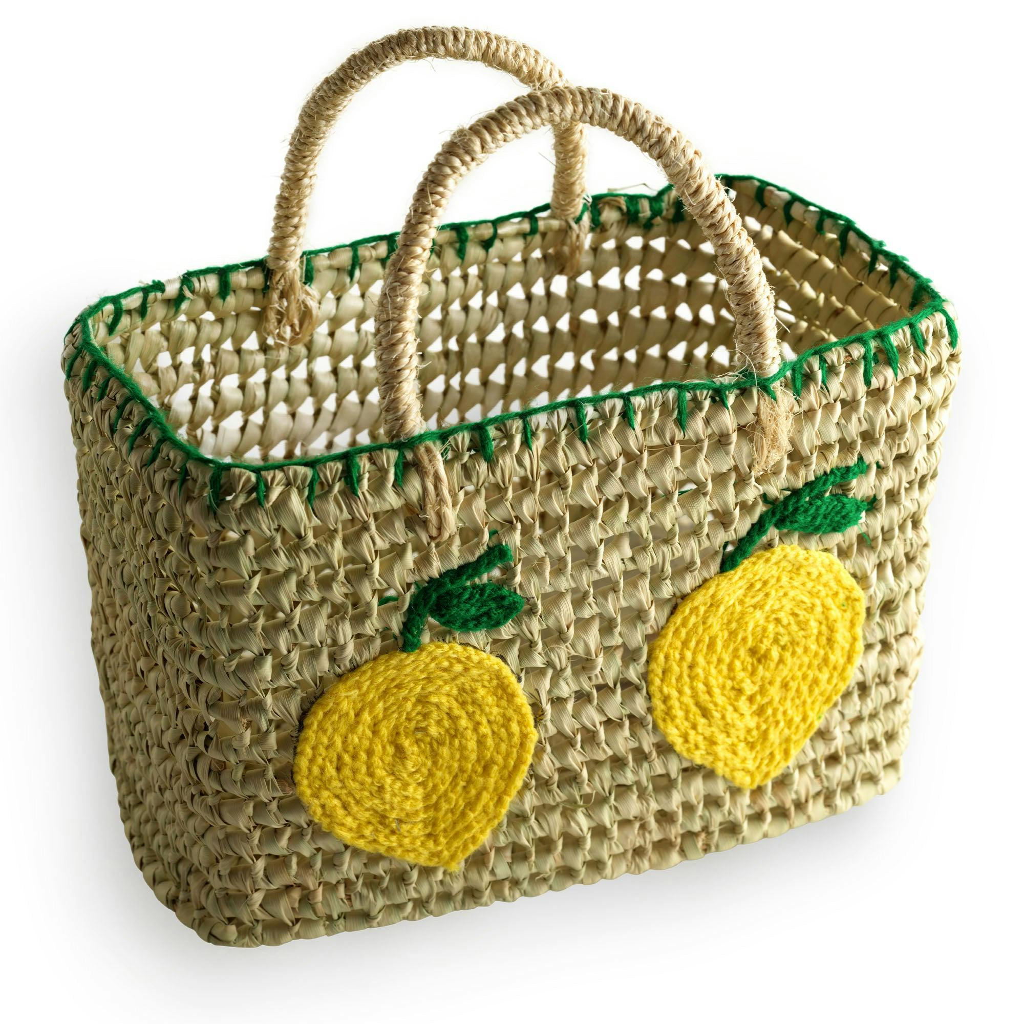 Lemon Embroidered Straw Beach Bag