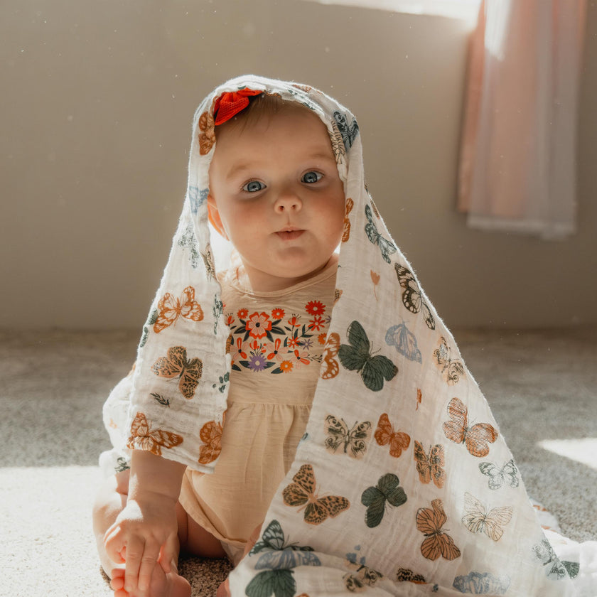 Cotton Muslin Swaddle Blanket 3 Pack - Butterflies