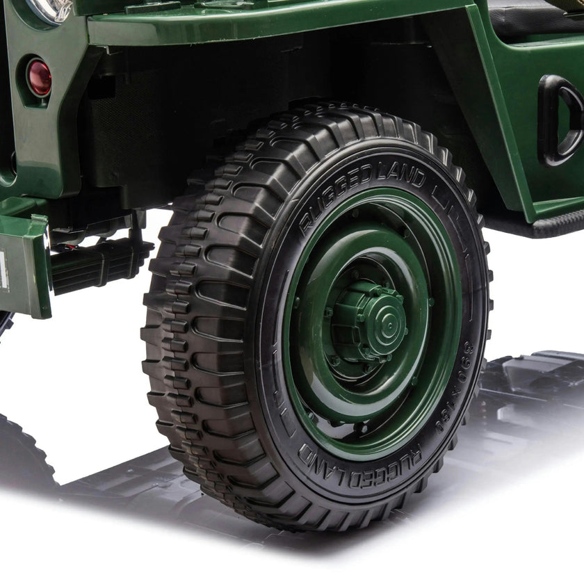 Military Willys 24V 3-Seater 4x4 Kids Ride-On Truck