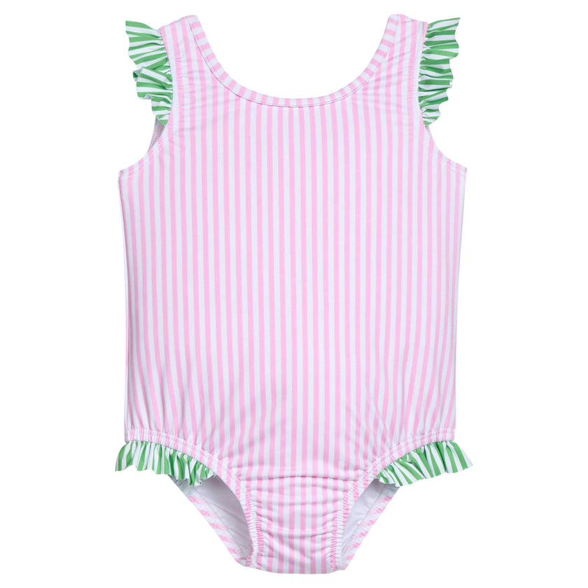Scoop One Piece Swimsuit - Pink Stripe