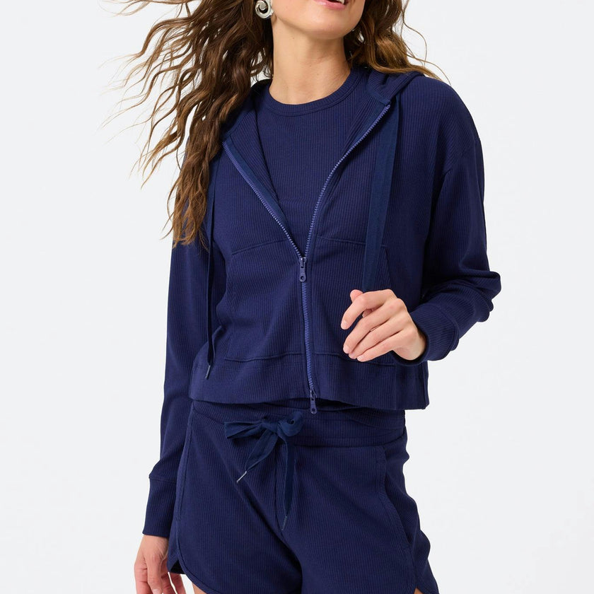 Womens Rib Crop Hoodie