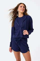 Womens Rib Crop Hoodie