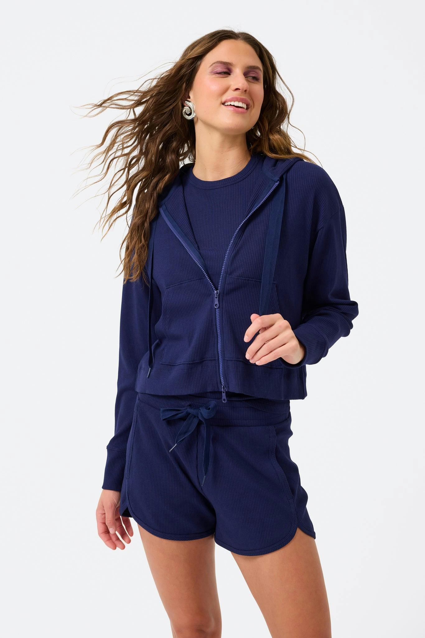 Womens Rib Crop Hoodie
