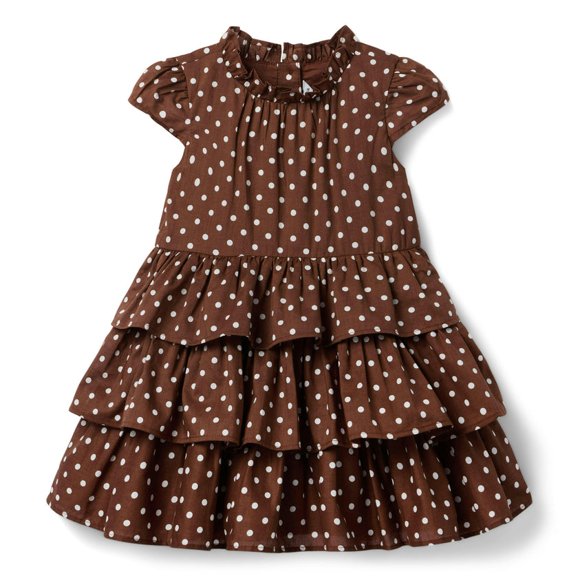 The Dot Ruffle Dress, brown
