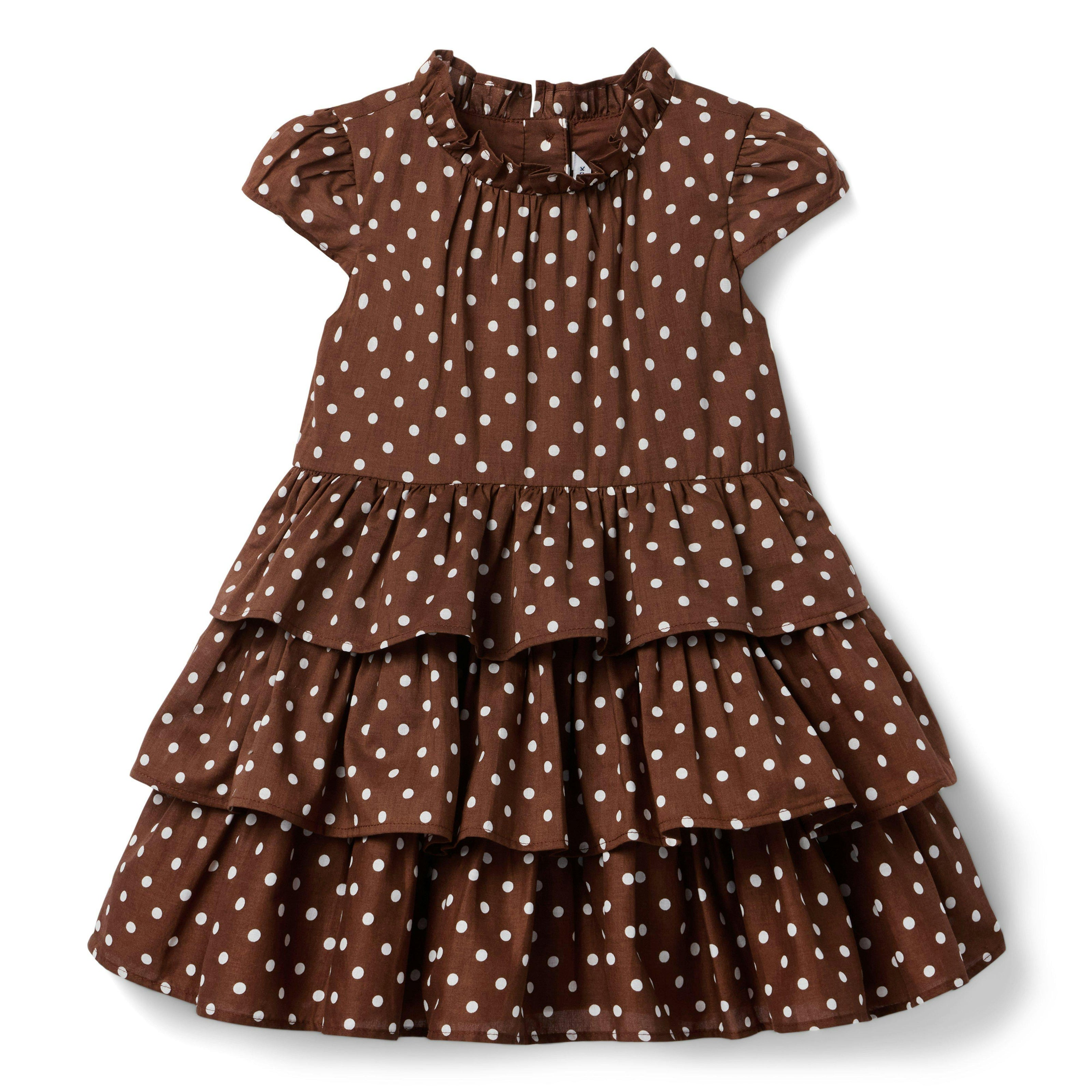 The Dot Ruffle Dress, brown