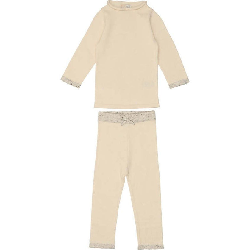 Half Flecked Long Sleeve Sweater & Pant 2-Piece Set