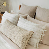 White & Beige Stripe Sham Set, White