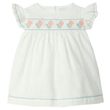 LARANJINHA Embroidered Baby Weekend Dress - Off White & Salmon