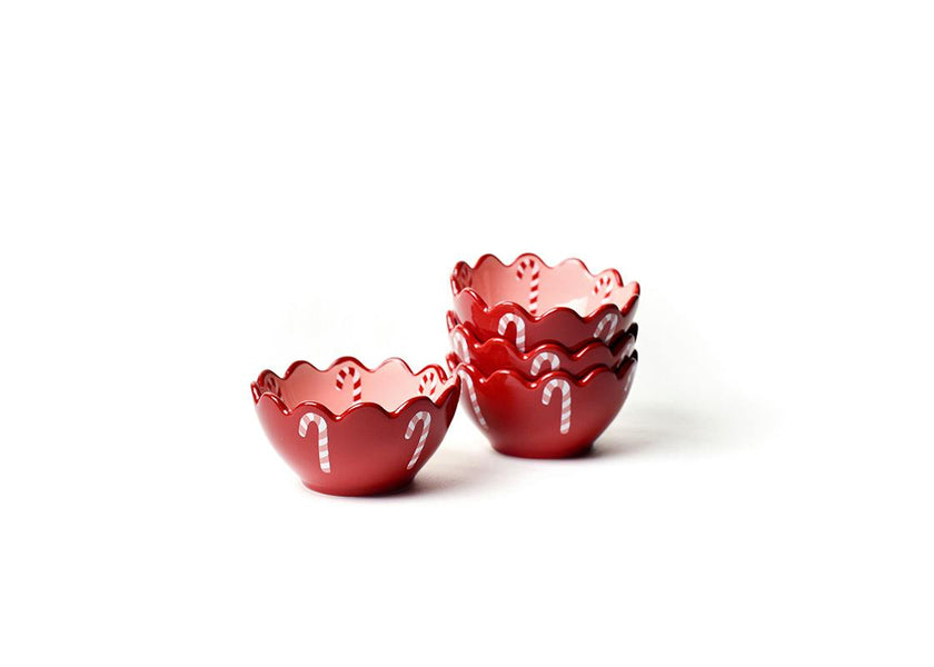 Red Candy Cane Scallop Dipping Bowl Set of 4