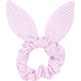 Seersucker Bow Scrunchie, Pink/White