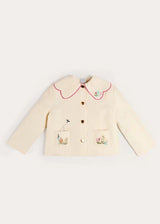 Wildflower Embroidered Statement Collar Jacket in Cream (4-12yrs)