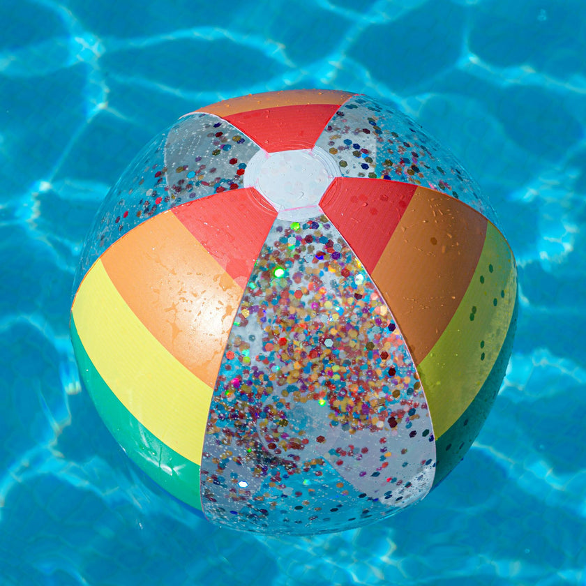 Rainbow Collection Jumbo Glitter Beach Ball Classic Rainbow