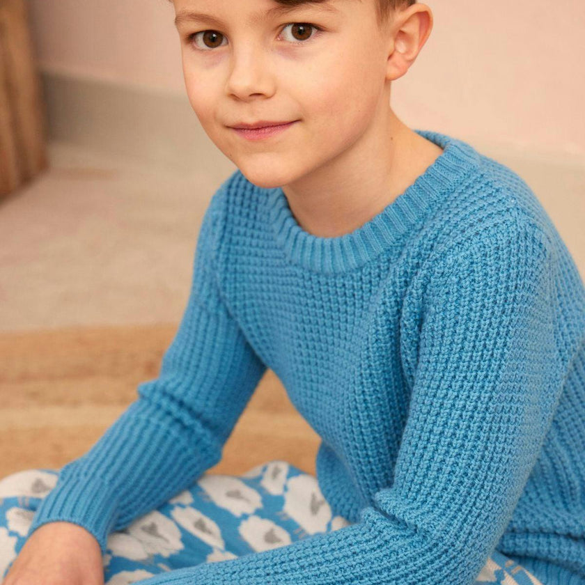 Waffle Knit Jumper | Iceland Blue