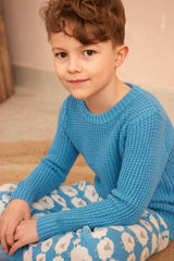 Waffle Knit Jumper | Iceland Blue