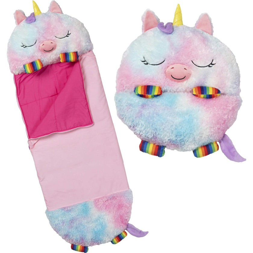 Happy Nappers: Pillow & Sleepy Sack: Large Rainbow Unicorn 7+