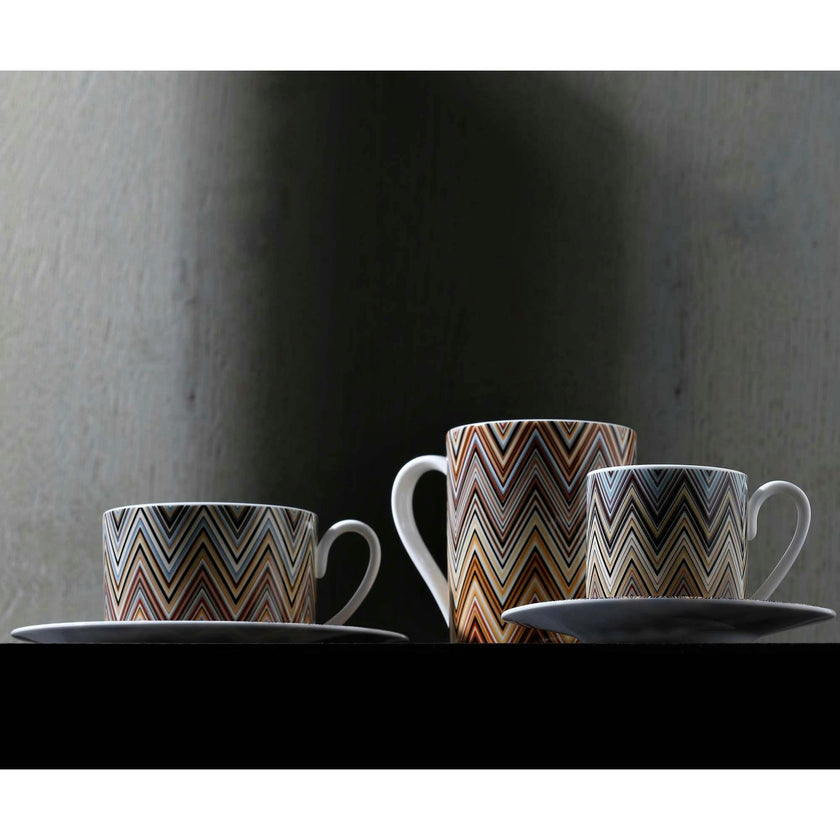 Coffee Cup & Saucer Zig Zag Set of 2 In Luxury Box Jarris 148 Diam. 2.3"