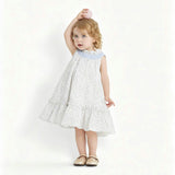 Blue Floral Ruffle Dress