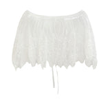 White Sequin Tie-Front Stole