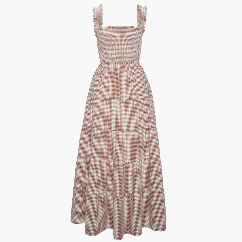 The Goldie Nap Dress - Cognac Gingham
