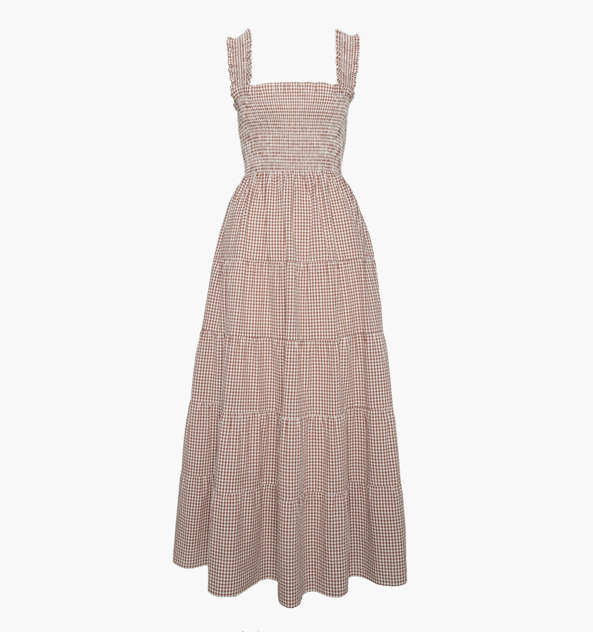 The Goldie Nap Dress - Cognac Gingham