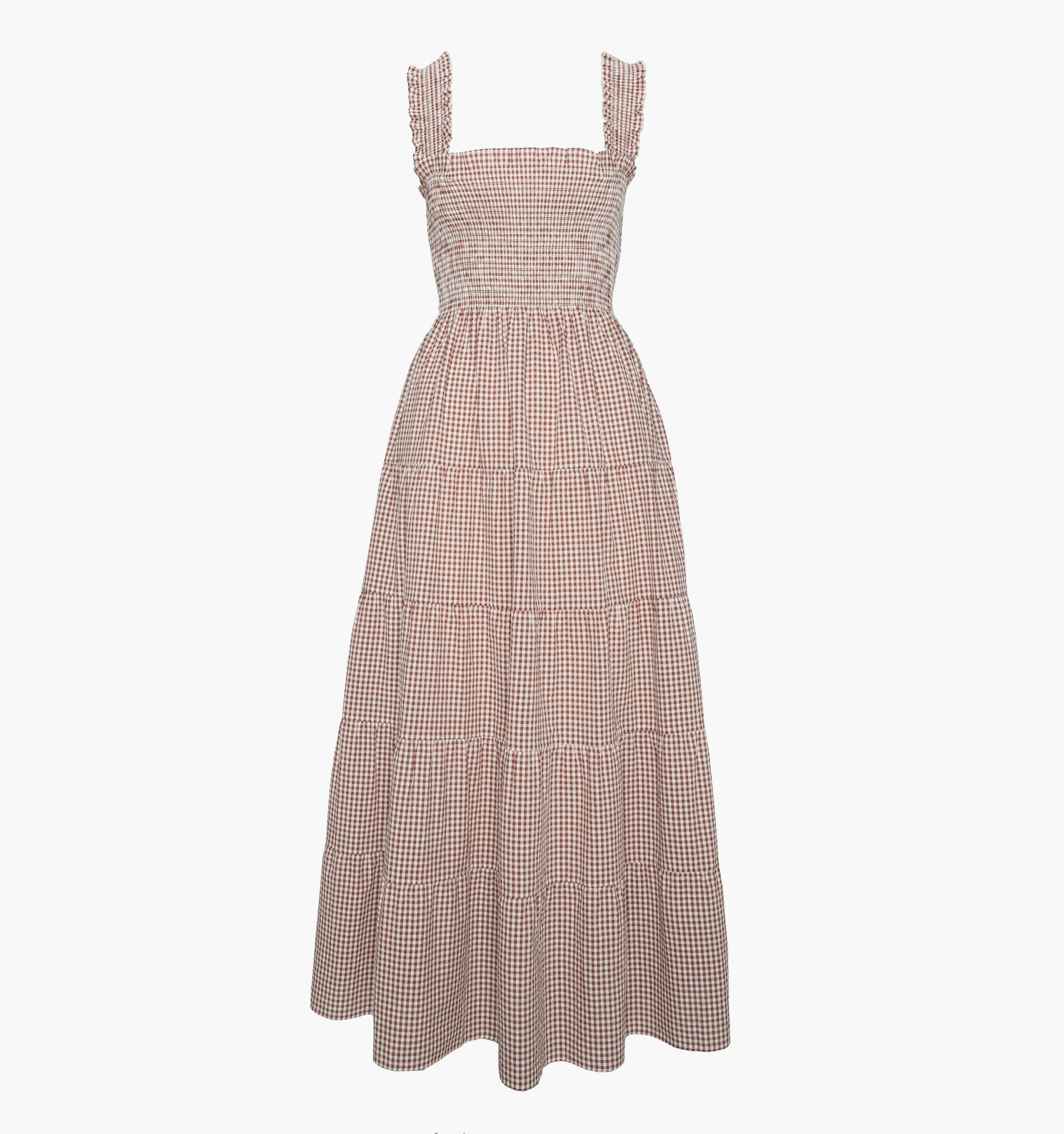 Hill House Home Women's The Goldie Nap Dress - Cognac Gingham