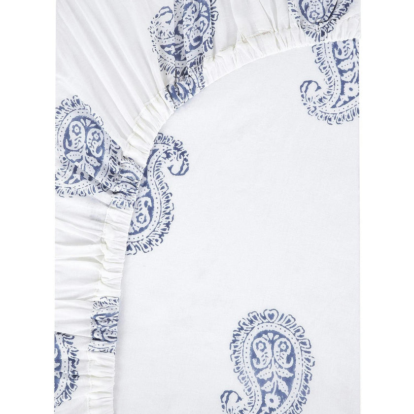 Block-Printed Cotton Fitted Crib Sheet