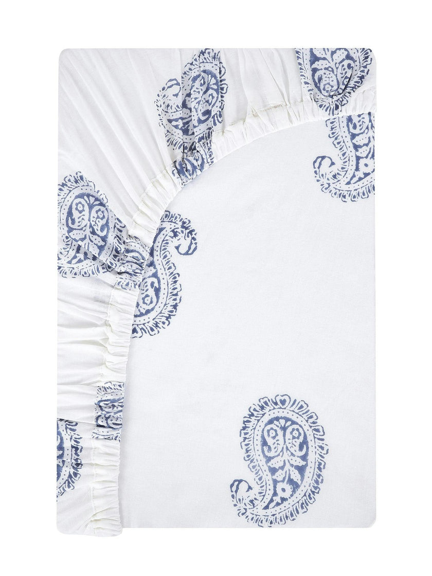 Block-Printed Cotton Fitted Crib Sheet