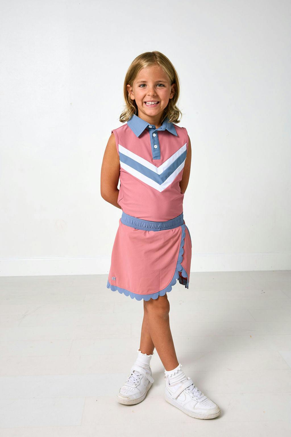 dusty pink/slate scalloped skort