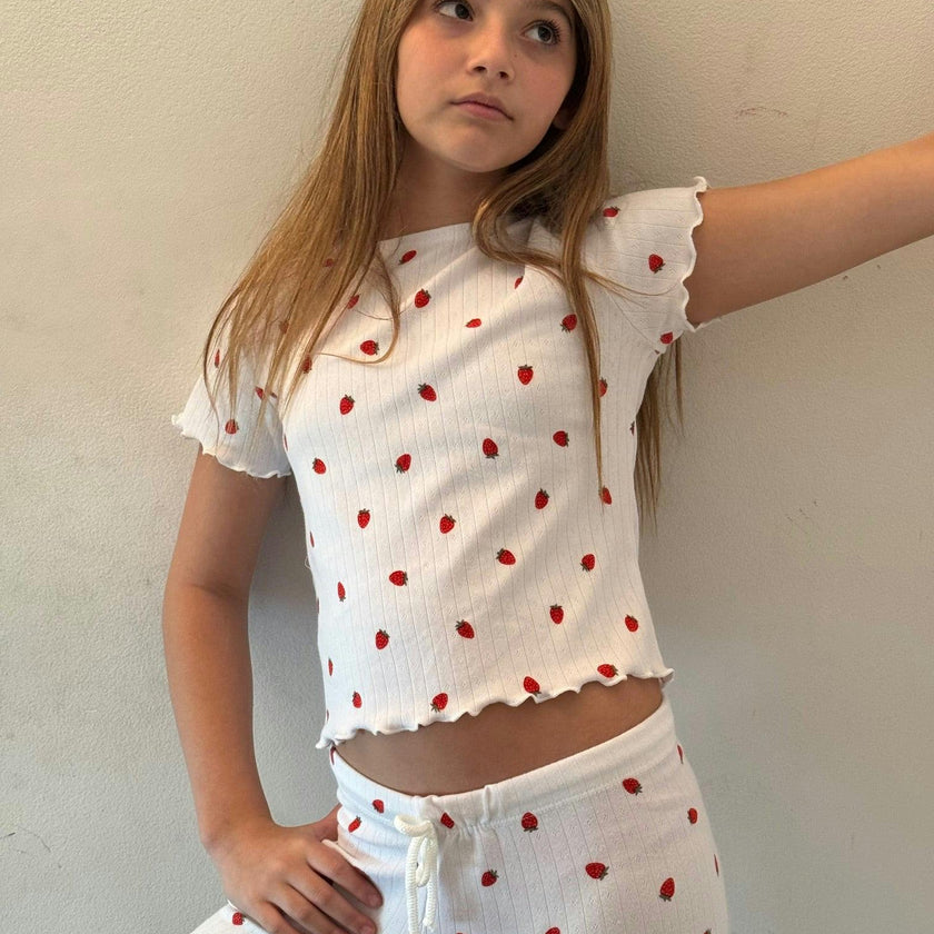 Girls Printed Lounge 2 Pc Short Sleeve Top and Pants Set