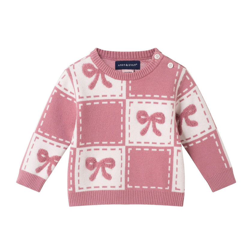 Infant Chenille Sweater Set with Headband| Pink Bows