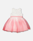Bi-Material Pleated Mesh Dress