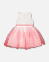 Bi-Material Pleated Mesh Dress