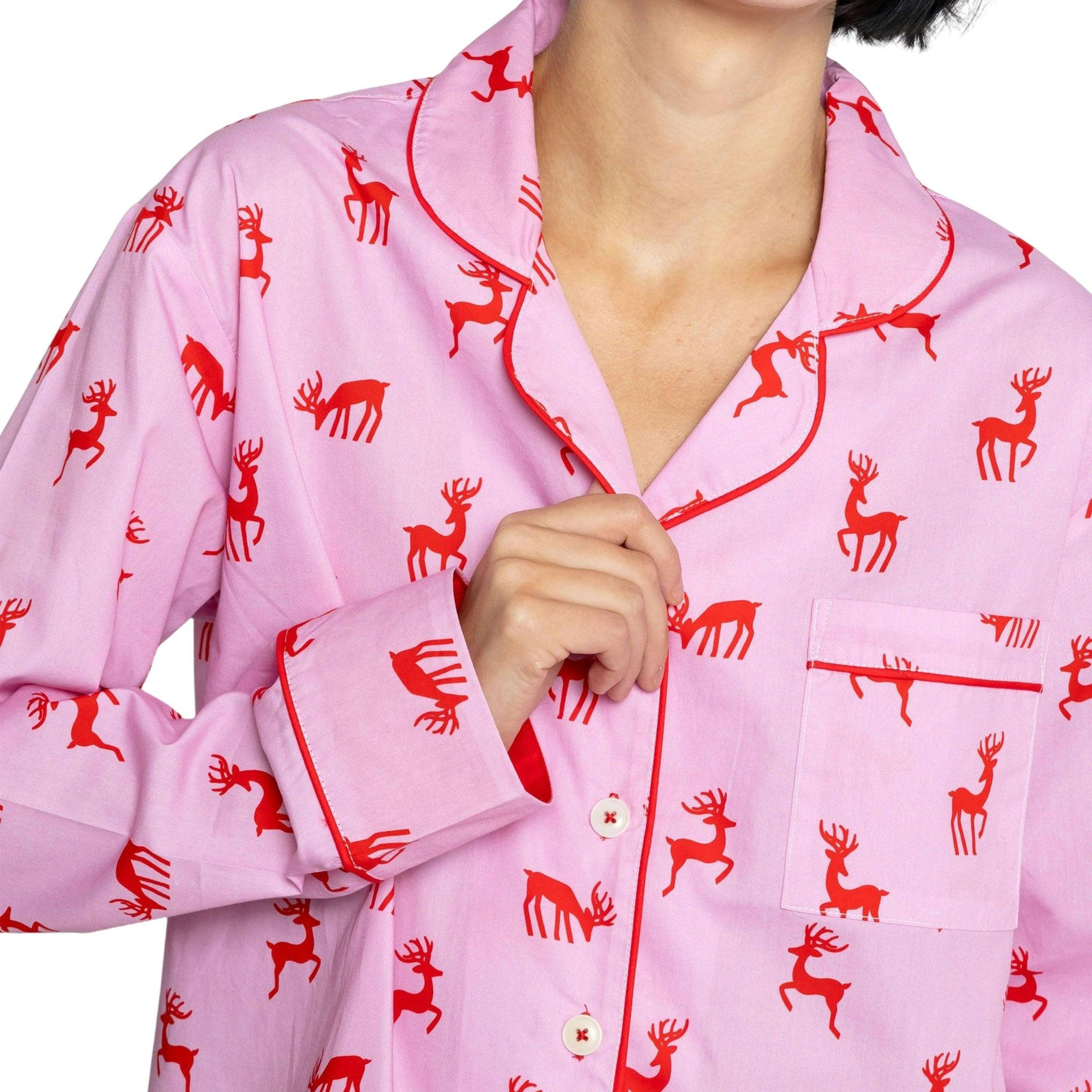 Women's Reindeer Pink Long PJ Set