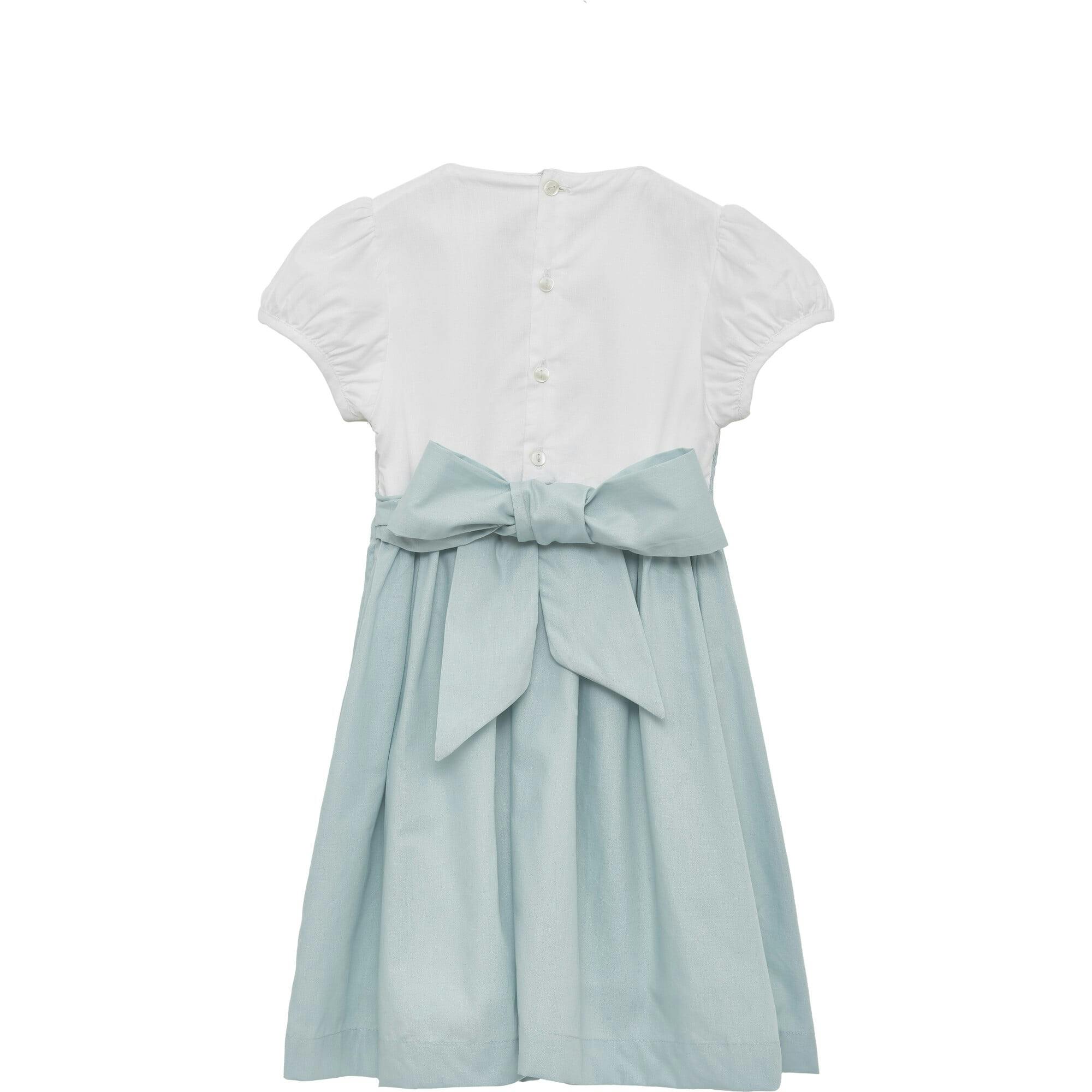 Rose Hand Smocked Dress in Sea Blue