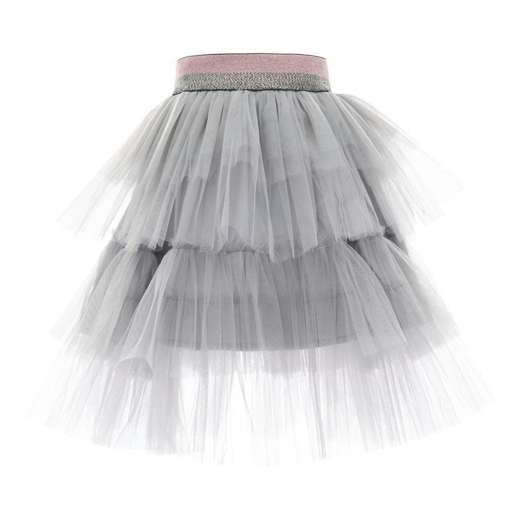 Gray Ruffle Tulle Skirt
