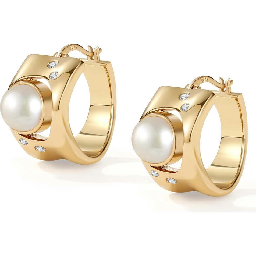 Dawn Light Pearl Hoop Earrings