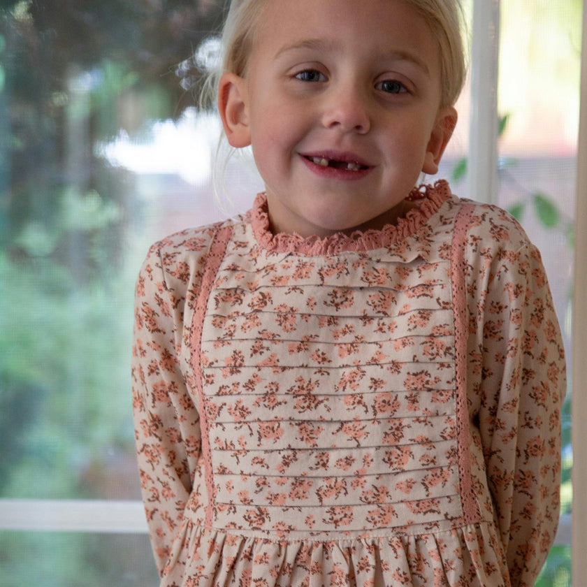 Toddler Lulu Dress with Lace Trim | Pink Heather
