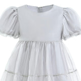 Gray Eveline Puff-Sleeve Dress