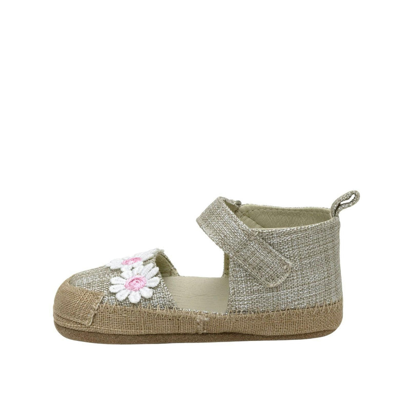 Daisies Tan Lurex Linen Espadrille First Kick