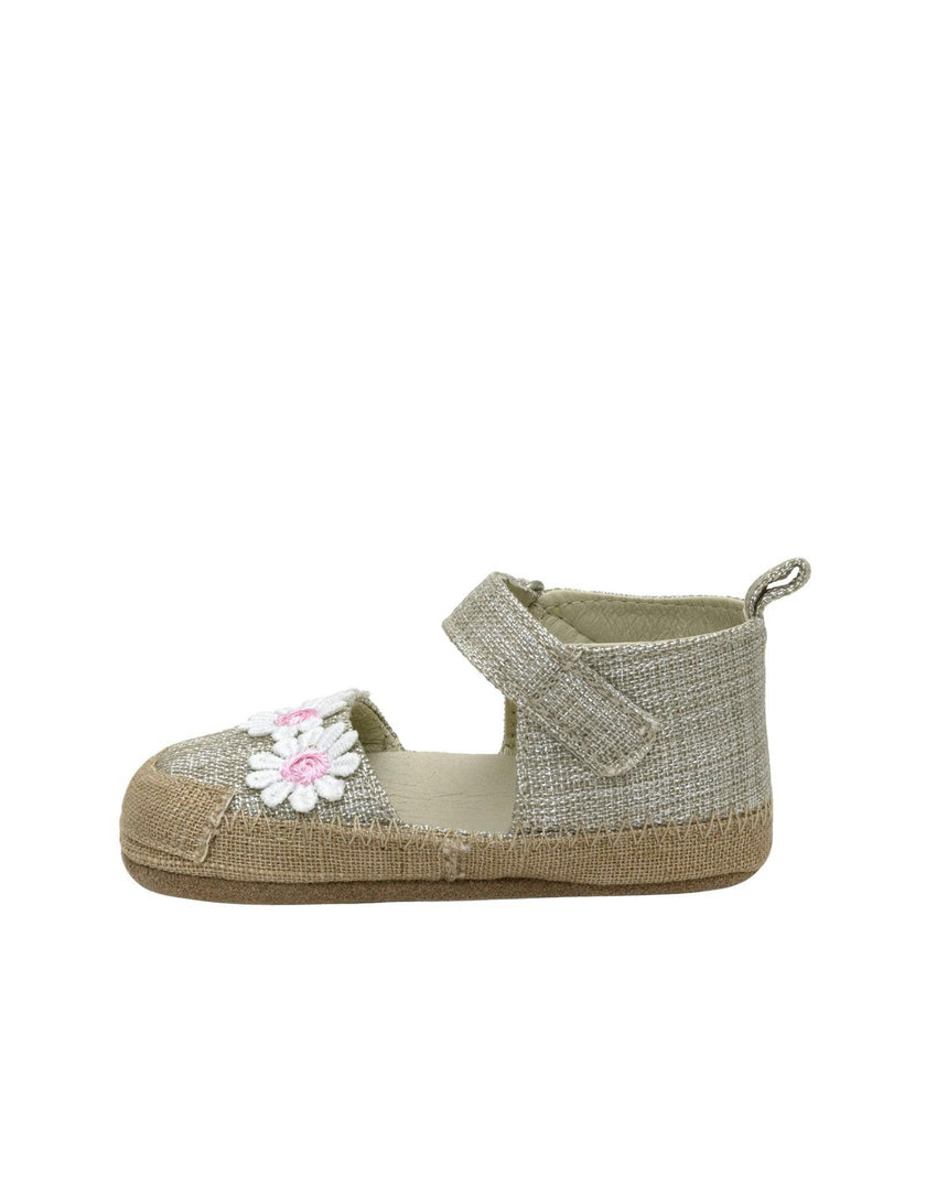 Daisies Tan Lurex Linen Espadrille First Kick